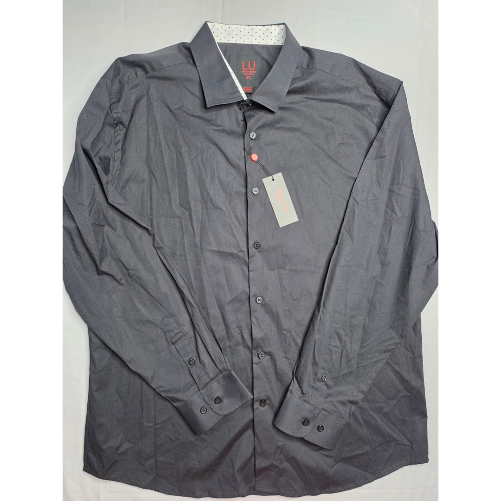 Linea Uomo Shirt Men's 3X Big Dark Gray Stretch Long Sleeve Button-Up Casual NWT